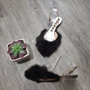 Rochas Toscana Fur Sling Back Flats 38 Pointy Toe
